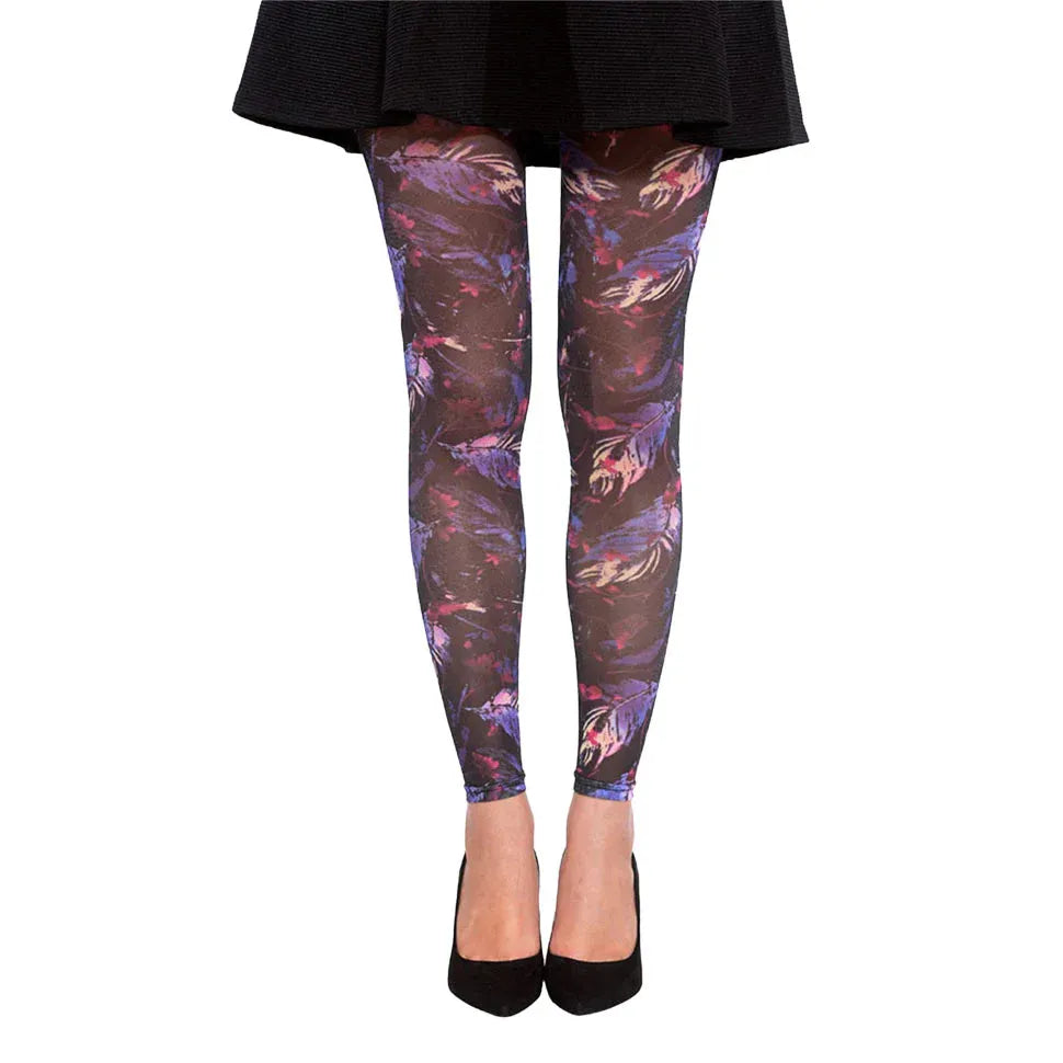 גרביון ללא רגל בהדפס נוצות מעוצבות